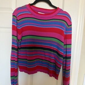 bp Striped Rib-Knit Long Sleeve Top - Pink Multi